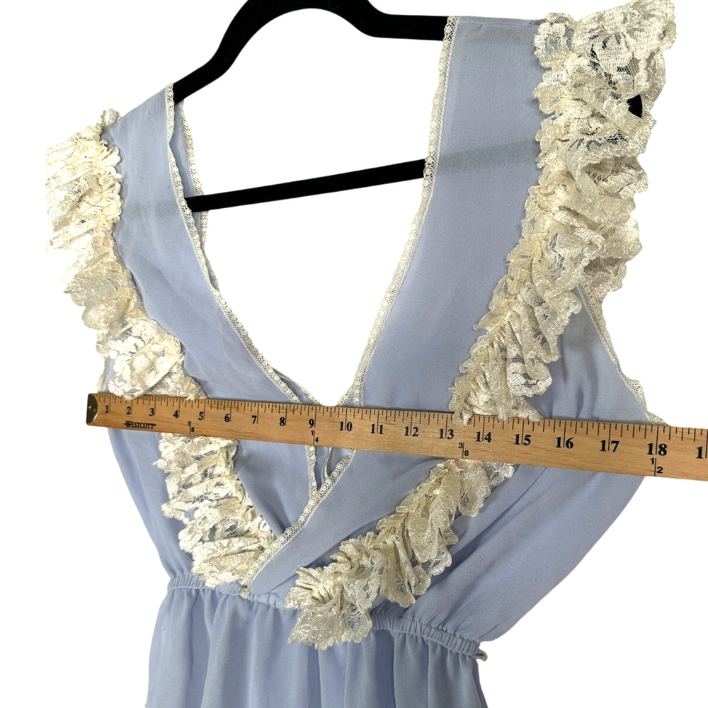 Vintage Flora Nikrooz S Lace One Piece Teddy Boudoir Pin Up Sexy Periwinkle Blue - Picture 4 of 7
